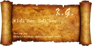 Kléber Gábor névjegykártya